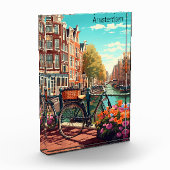 Prachtige Amsterdam Nederland Canal City Fotoblokken (Links)