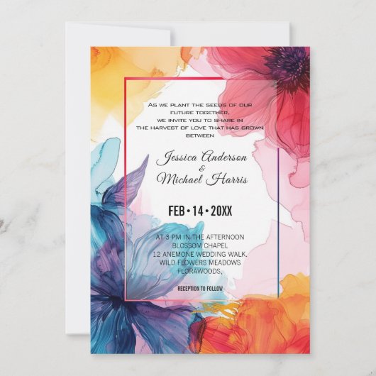 Prachtige Anemone Dreamscape bruiloft uitnodiging (Voorkant)