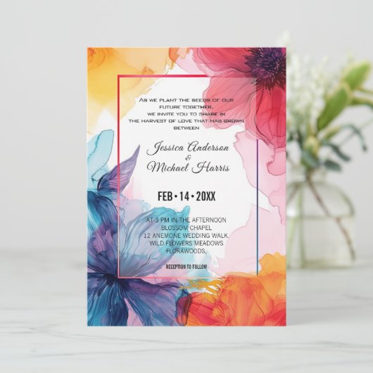 Prachtige Anemone Dreamscape bruiloft uitnodiging (Staand voorkant)