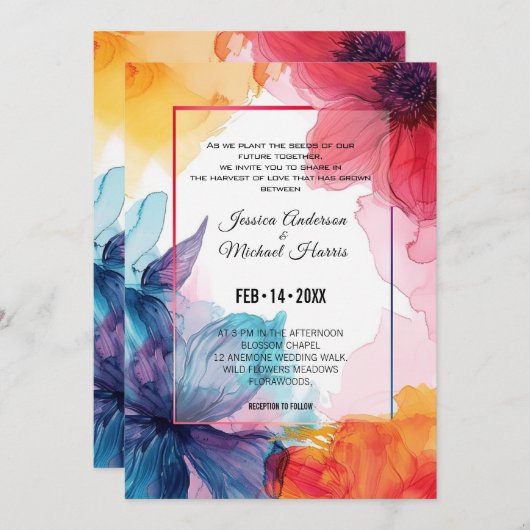 Prachtige Anemone Dreamscape bruiloft uitnodiging (Voorkant / Achterkant)