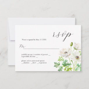 Prachtige Anemone Refined Wedding Design RSVP-kaar RSVP Kaartje