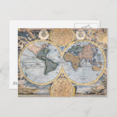 Prachtige Antiek Atlas Map Briefkaart (Voorkant / Achterkant)