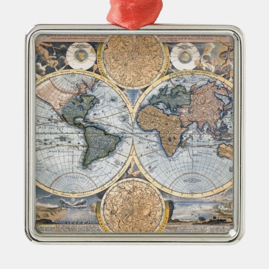 Prachtige Antiek Atlas Map Metalen Ornament (Voorkant)
