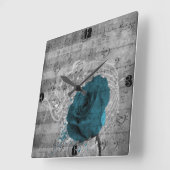 Prachtige antiek blauw roos verfsplaat vierkante klok (Hoek)