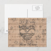 Prachtige antiek muzieknoten hart briefkaart (Voorkant / Achterkant)
