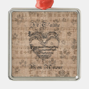 Prachtige antiek muzieknoten hart metalen ornament