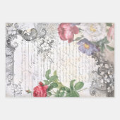 Prachtige Antiek ontkoppeling van Floral Ephemera Inpakpapier Vel (Voorkant 3)