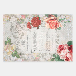 Prachtige Antiek ontkoppeling van Floral Ephemera Inpakpapier Vel