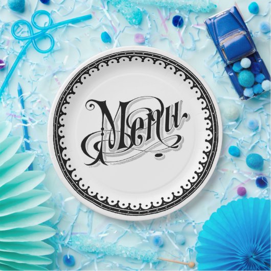 Prachtige  Antiek Papieren Bordje (Feest)