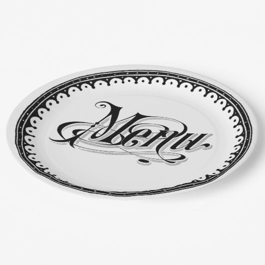 Prachtige  Antiek Papieren Bordje (Gekanteld)