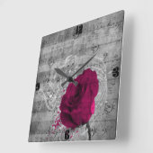 Prachtige antiek, roze roos verfsplaat vierkante klok (Hoek)