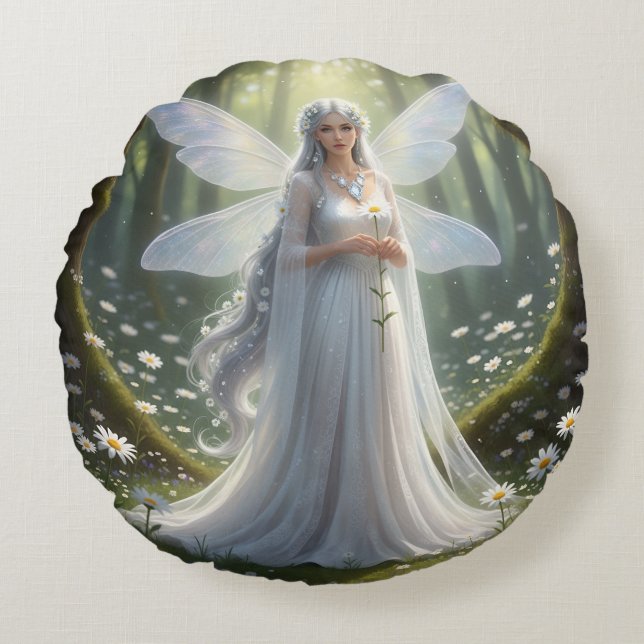Prachtige April Diamond Fairy Rond Kussen (Voorkant)