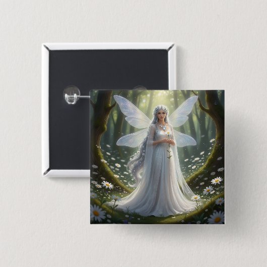 Prachtige April Diamond Fairy Vierkante Button 5,1 Cm (Voorkant /achterkant)