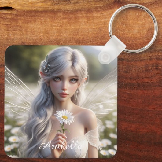 Prachtige aprilfee in Daisies Sleutelhanger (Achterkant)