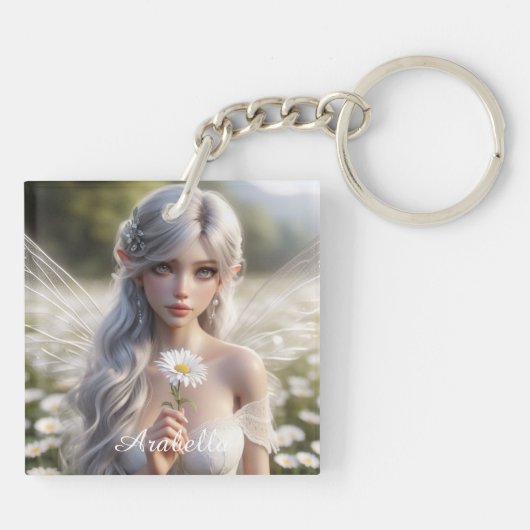 Prachtige aprilfee in Daisies Sleutelhanger (Achterkant)