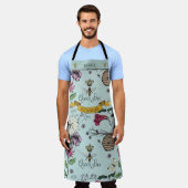 Prachtige Aqua Blue en Black Queen Bee & Foliage Schort (Gedragen)