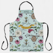 Prachtige Aqua Blue en Black Queen Bee & Foliage Schort (Voorkant)