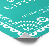 Prachtige Aqua Papel Picado Weddenschap Poster (Hoek)