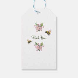 Prachtige aquarel appelboom bloemen en bijen cadeaulabel