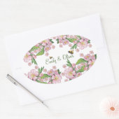 Prachtige aquarel appelboom bloemen en bijen ovale sticker (Envelop)
