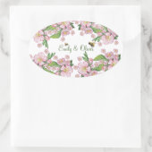 Prachtige aquarel appelboom bloemen en bijen ovale sticker (Tas)