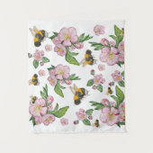 Prachtige aquarel appelboom bloemen en bijen wandkleed (Voorkant)