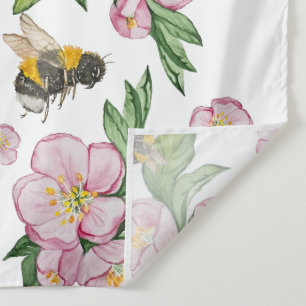Prachtige aquarel appelboom bloemen en bijen wandkleed