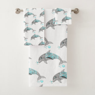 Prachtige aquatische dolfijn bad handdoek