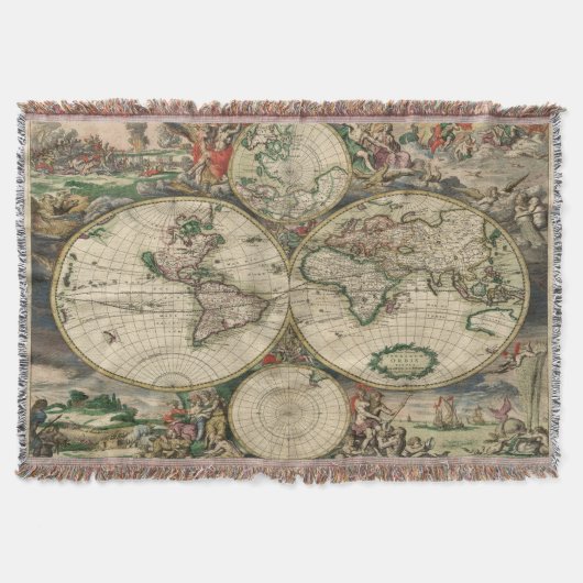 Prachtige arbeid van de  Wereldkaarten van de kuns Deken (Voorkant)