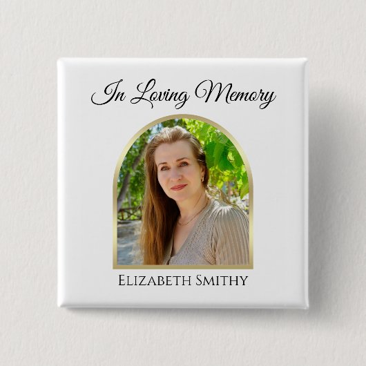 Prachtige Arch Foto op Witte Begrafenis Button (Voorkant)