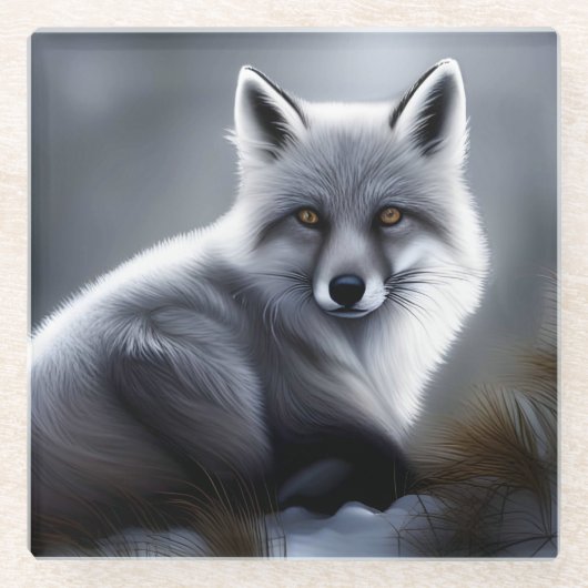 Prachtige Arctic Fox Glazen Onderzetter (Voorkant)