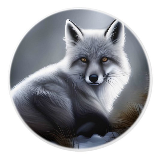 Prachtige Arctic Fox Keramische Knop (Voorkant)