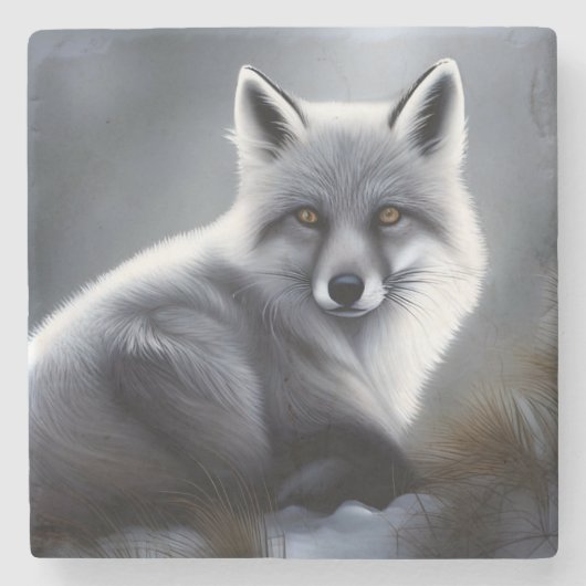 Prachtige Arctic Fox Stenen Onderzetter (Voorkant)