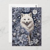 Prachtige Arctic Fox William Morris geïnspireerd Briefkaart (Voorkant / Achterkant)