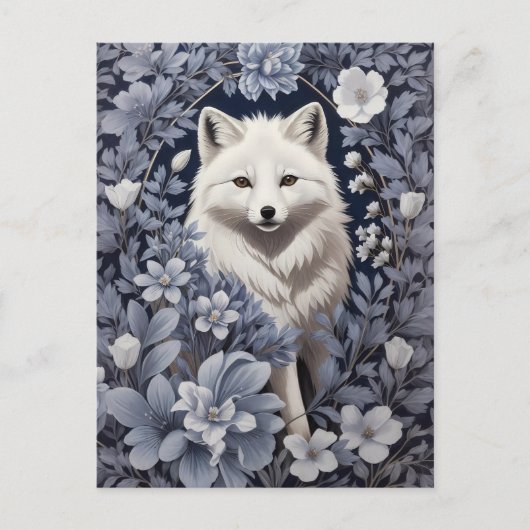 Prachtige Arctic Fox William Morris geïnspireerd Briefkaart (Voorkant)