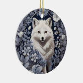 Prachtige Arctic Fox William Morris geïnspireerd Keramisch Ornament (Rechts)