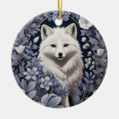 Prachtige Arctic Fox William Morris geïnspireerd Keramisch Ornament (Voorkant)