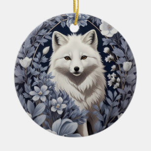 Prachtige Arctic Fox William Morris geïnspireerd Keramisch Ornament