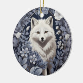 Prachtige Arctic Fox William Morris geïnspireerd Keramisch Ornament (Links)