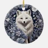 Prachtige Arctic Fox William Morris geïnspireerd Keramisch Ornament (Achterkant)