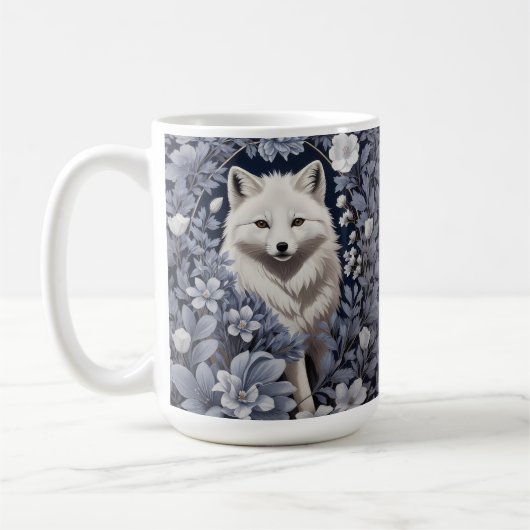 Prachtige Arctic Fox William Morris geïnspireerd Koffiemok (Links)