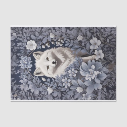 Prachtige Arctic Fox William Morris geïnspireerd Tissuepapier (Voorkant)