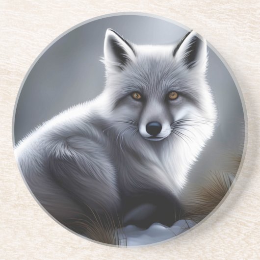 Prachtige Arctic Fox Zandsteen Onderzetter (Voorkant)