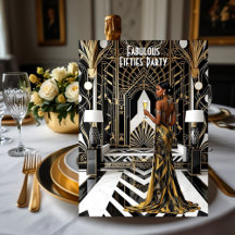 Prachtige Art deco Etnische Vrouw Goud Zwart Wit