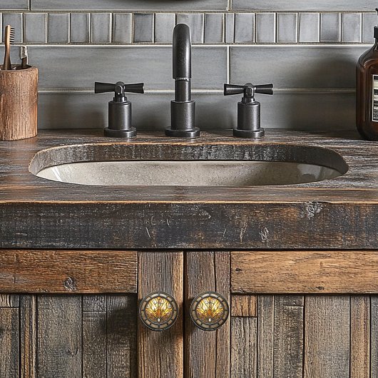 Prachtige Art Deco Glas in lood raam Keramische Knop