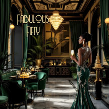 Prachtige Art deco Kamer Etnische Vrouw Groen Goud