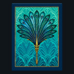 Prachtige Art Deco Peacock Fan Poster. Perfect Poster<br><div class="desc">Ik heb deze prachtige Art Deco Pauw Fan zelf gemaakt. Ik ben verliefd op de kleuren die ik heb samengevoegd voor de achtergrond. Met een Deco pattereerde achtergrond en een Art Deco stijl Peacock veer fan,  dit poster is opvallend. Ik hoop echt dat je het leuk vindt.</div>