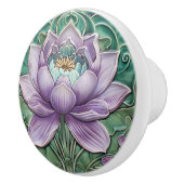 Prachtige Art Deco Roze Water Lelie in Vijver Keramische Knop (Rechts)