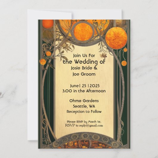 Prachtige Art Nouveau bruiloft uitnodiging (Voorkant)