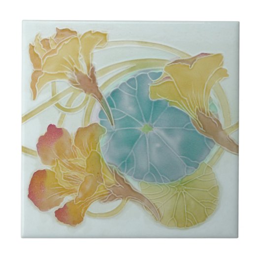 Prachtige Art Nouveau Floral Border Reproduction Tegeltje (Voorkant)